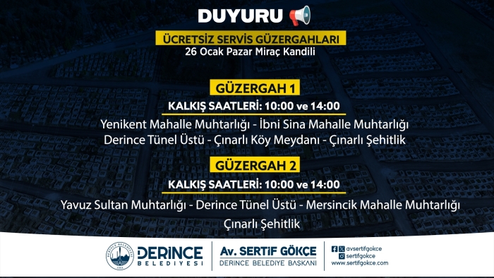 Derince'de Mezarlık Ziyaretleri İçin Ücretsiz Servis